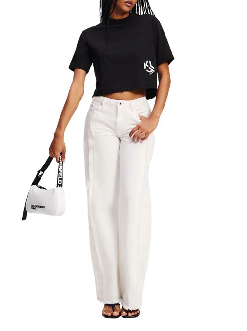 T-shirt donna nera in cotone Karl Lagerfeld jeans | A2W17076999